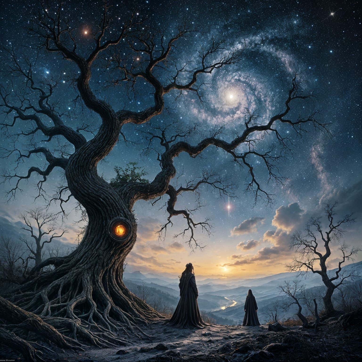 Celestial Radiance over Dark Forest