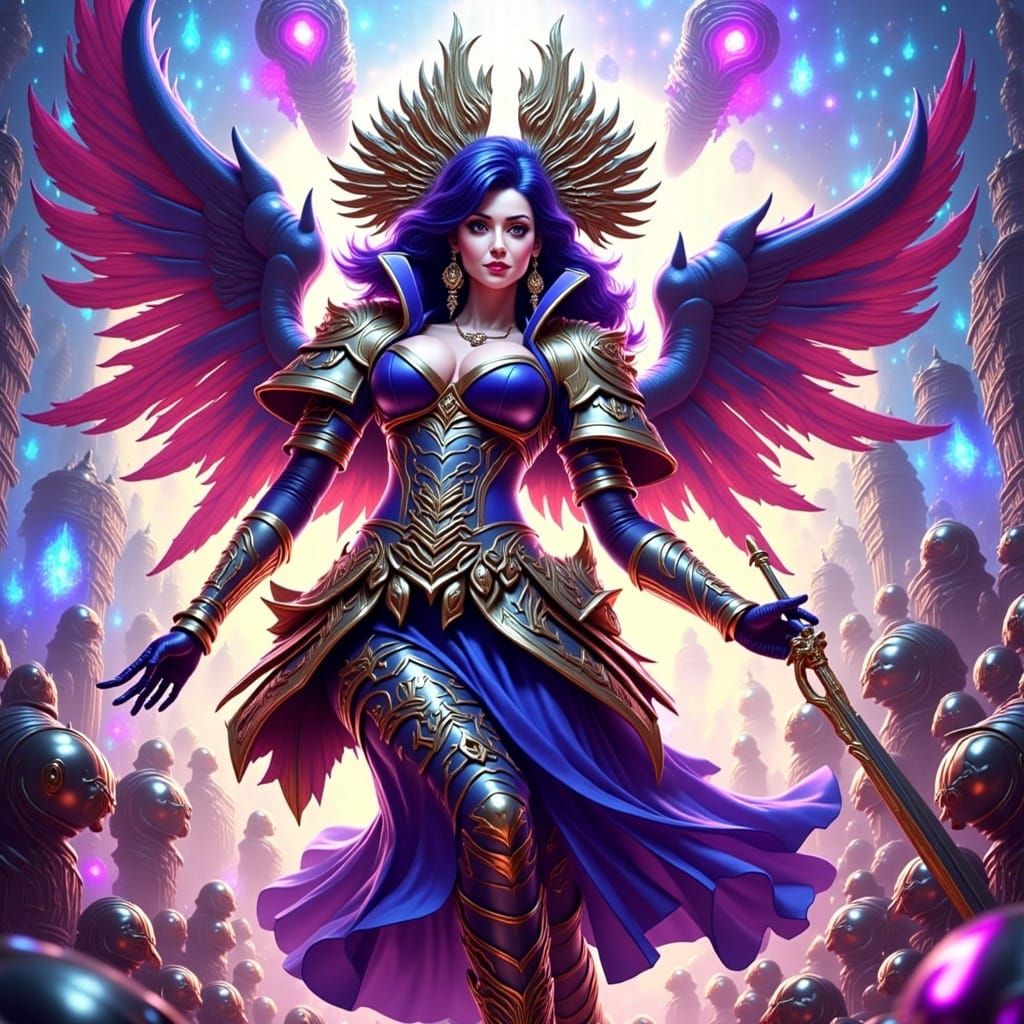 Armored Figure in Ornate, Fantasy-Inspired Style