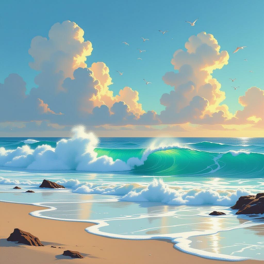 Turquoise Waves in Dreamy Ocean Landscape