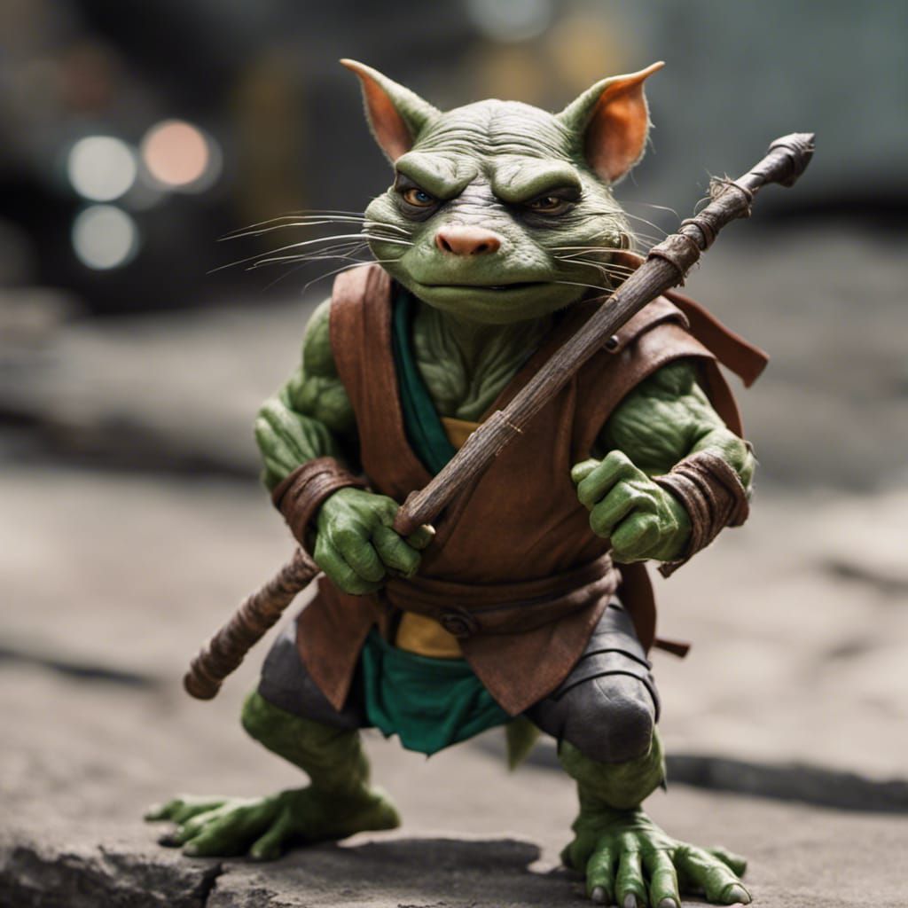 Master Splinter Warrior Pose, Realistic Movie Shot