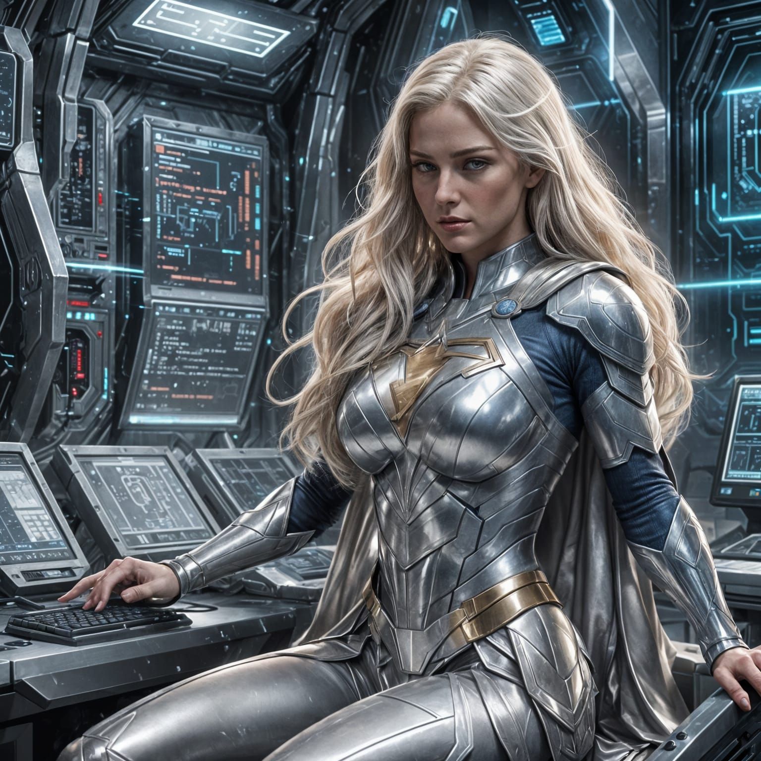 Supergirl in Kryptonian Fortress: Detailed Matte Painting