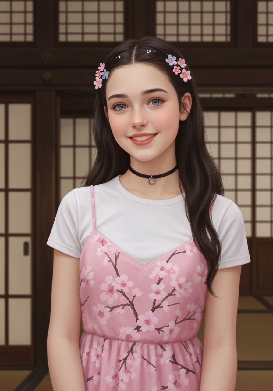 Young Woman in Japanese House Oil Painting