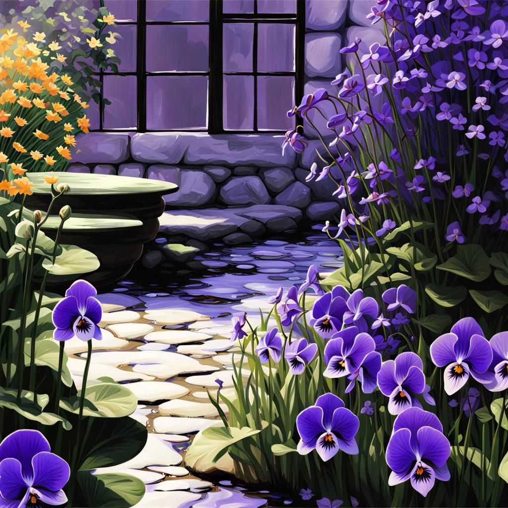 Passionate Kiss Amidst Violets: A Moment of Intense Desire