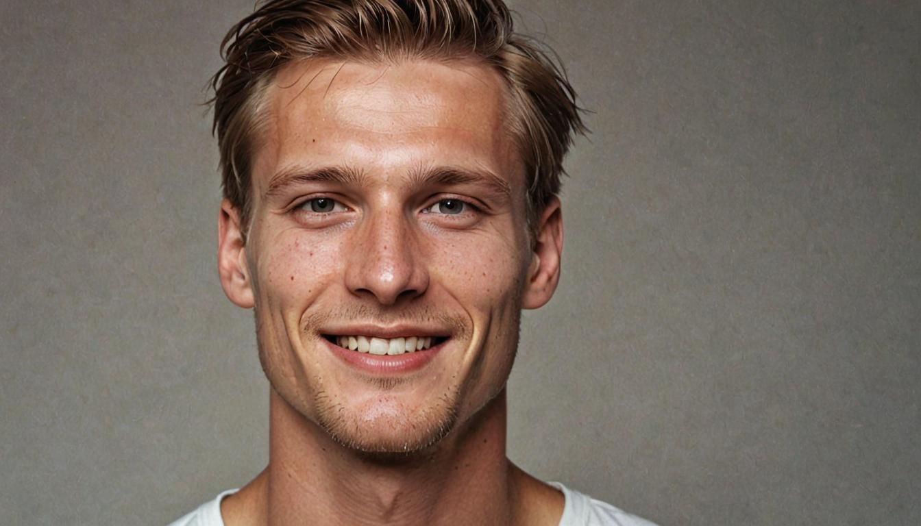 Latvian Male Model Portrait in Moebius Style