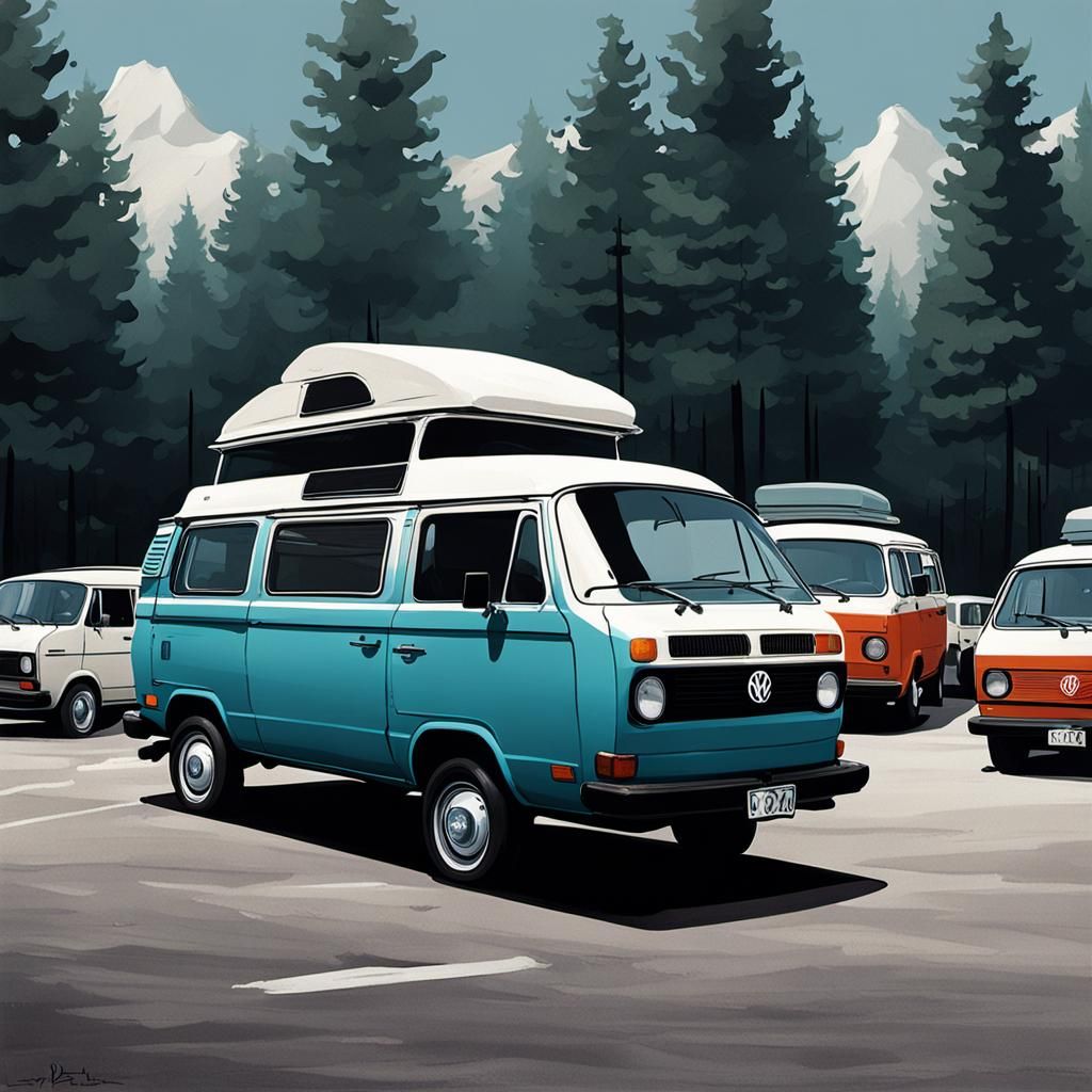 Sinister VW Vanagon in Phish Parking Lot