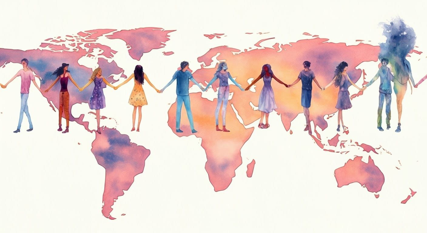 Love Without Borders in Vibrant Watercolor