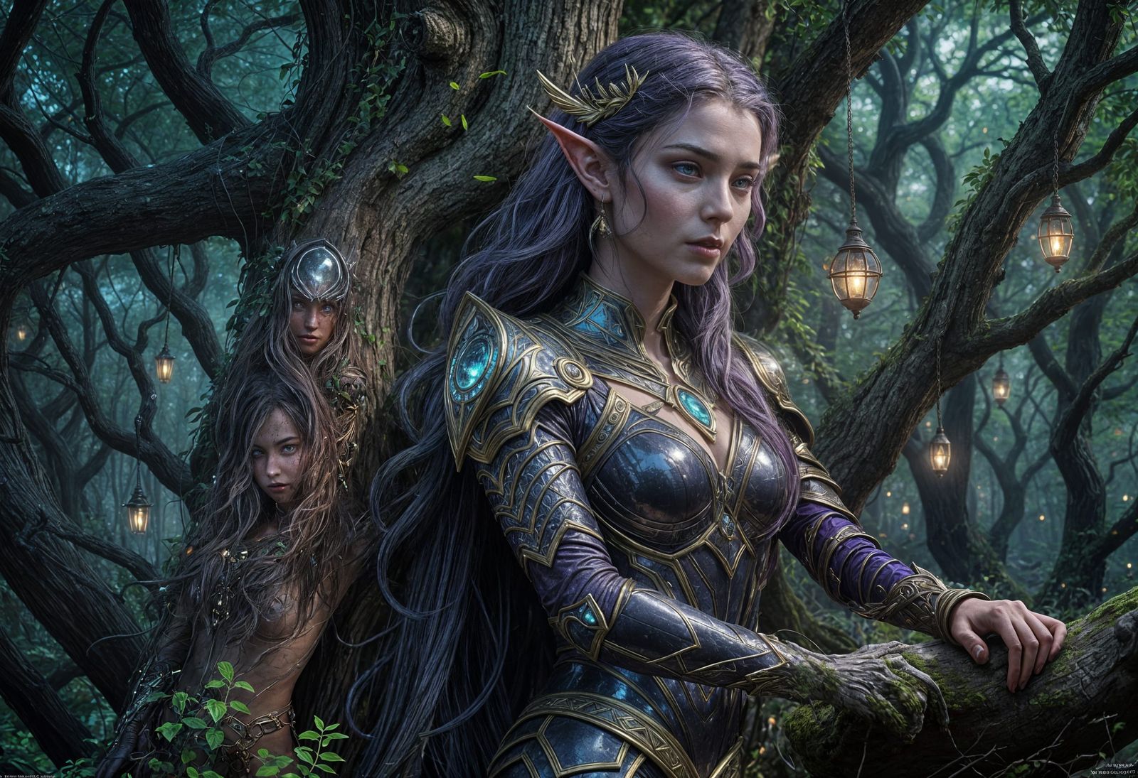 Elf Woman with Orb, Hyperdetailed Digital Art