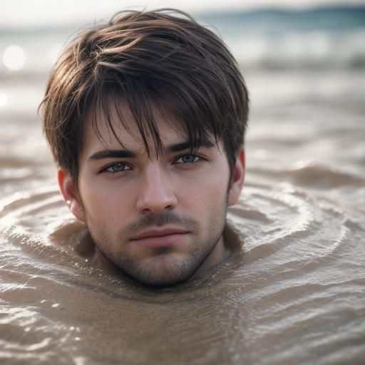 Man Sinking in Quicksand: Photorealistic Close-Up