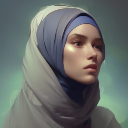 Beautiful Woman in Hijab: Hyperrealistic Portrait