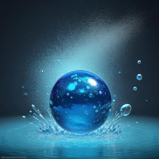 Water Droplets Suspended in a Splash: 3D Digital Art