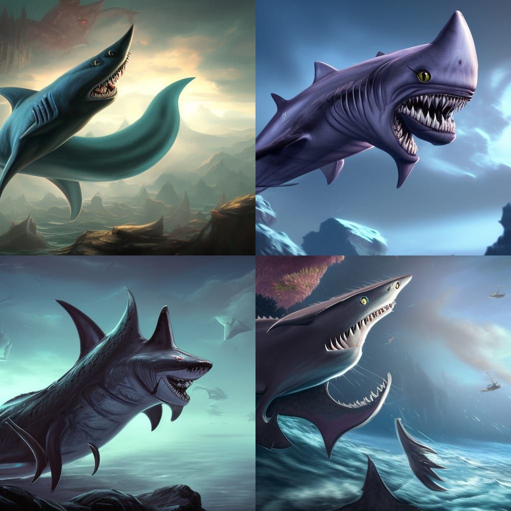 Fantastical Cat Shark Hybrid in Detailed Matte Painting