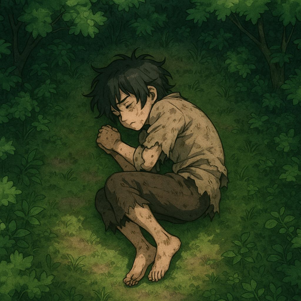 Anime-Style Vagabond in Forest Clearing