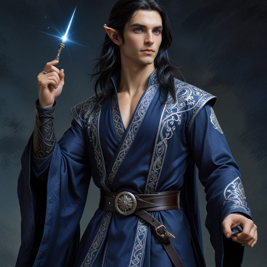 Androgynous Elf Wizard in Frazetta Style