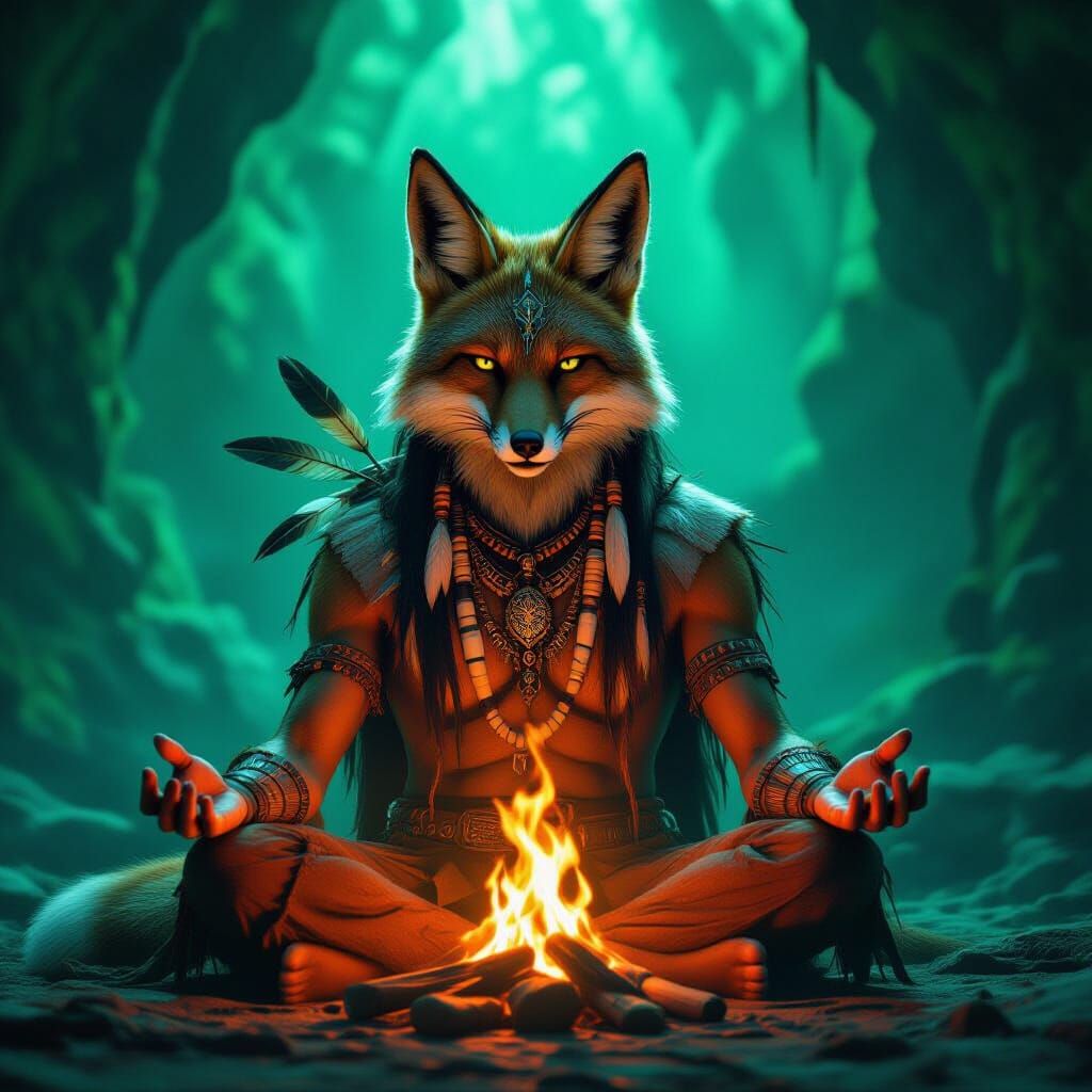 Wise Fox Shaman by Mystical Green Fire