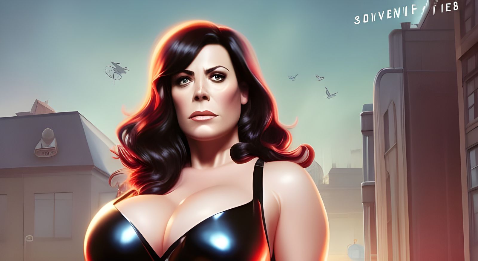 Brunette Portrait with Dynamic Lighting, Digital Art Style