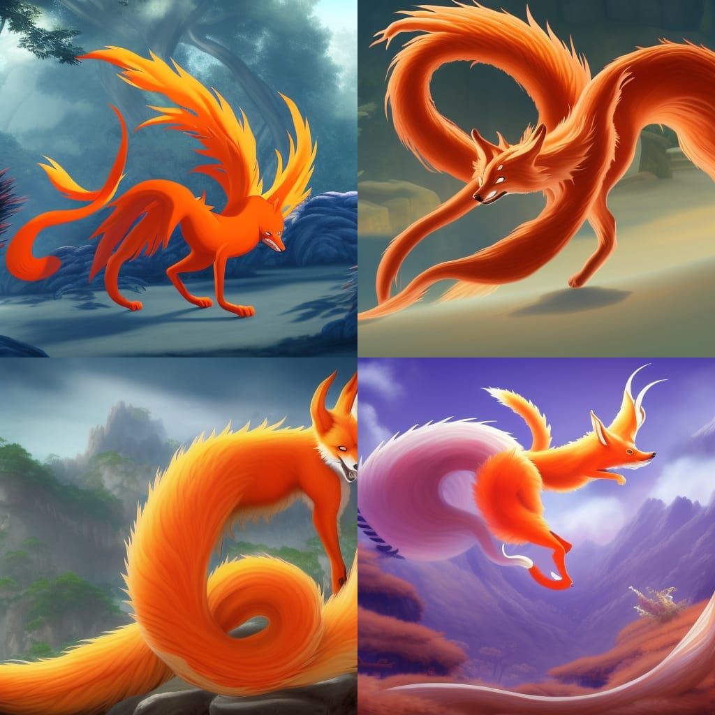 Naruto's Nine-Tailed Fox in Zoo: Detailed Digital Art