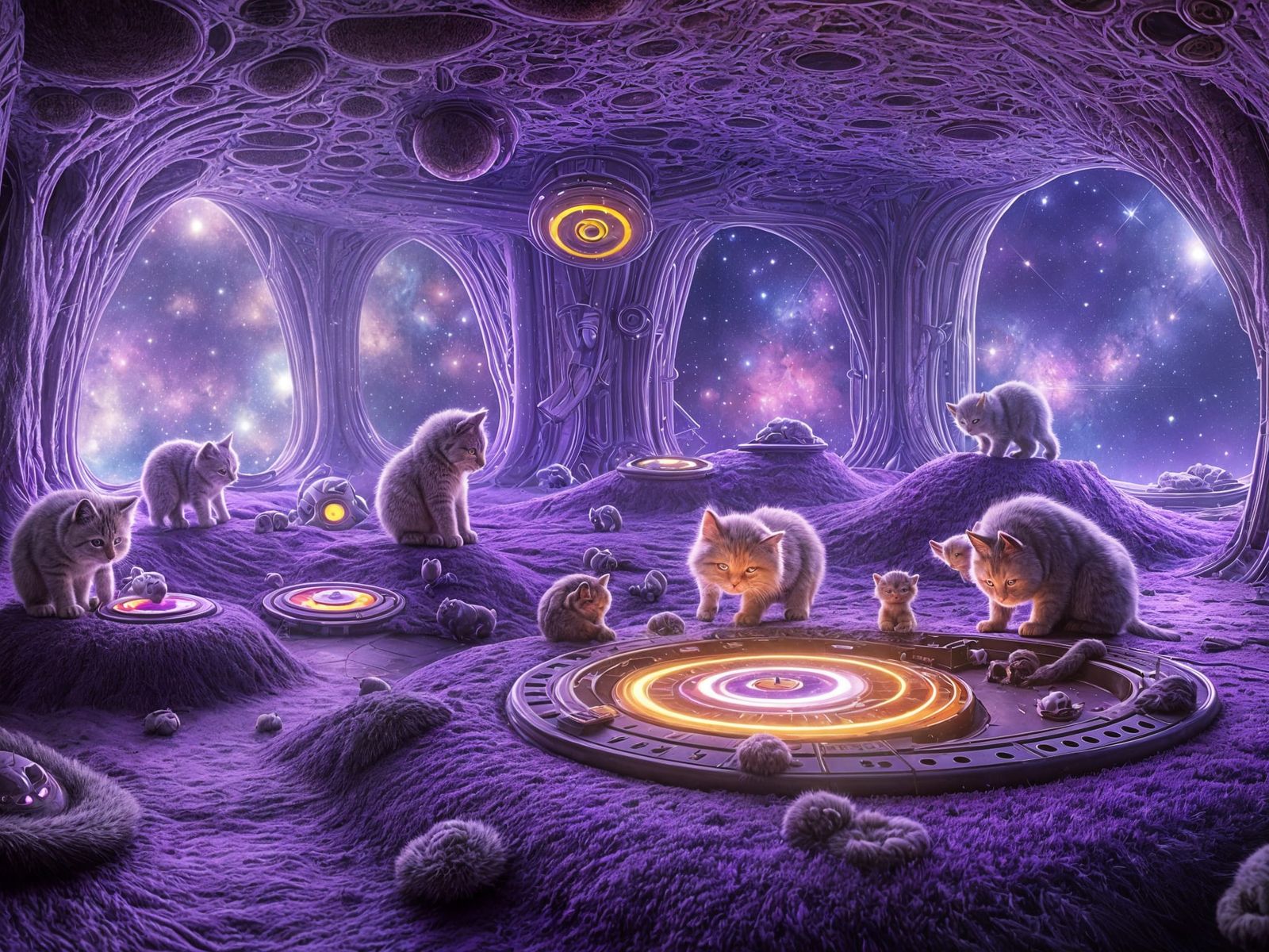 Fascinating Alien Spaceship Explored by Curious Kittens