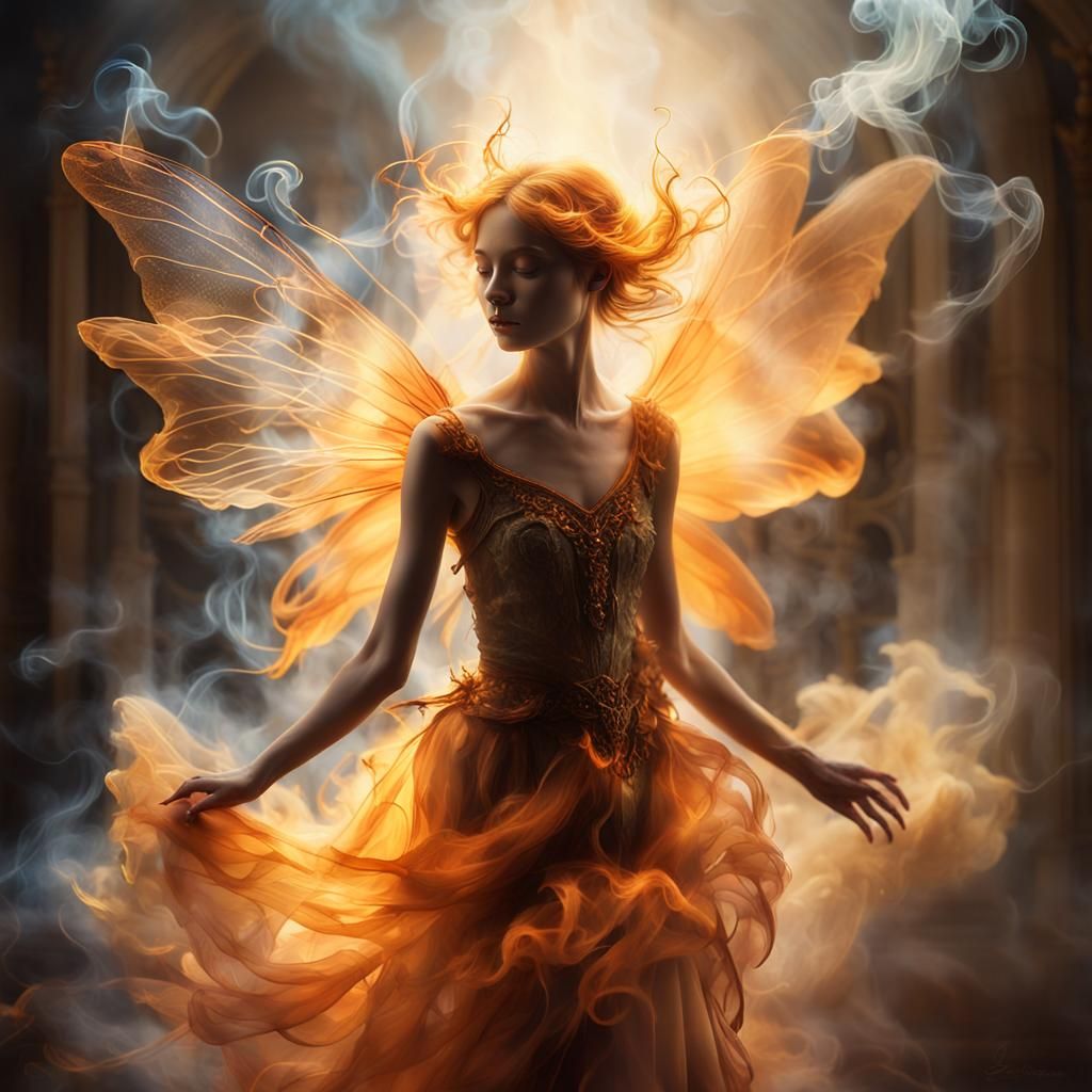 Smoke Fairy Rising: A Surrealist Digital Rendering