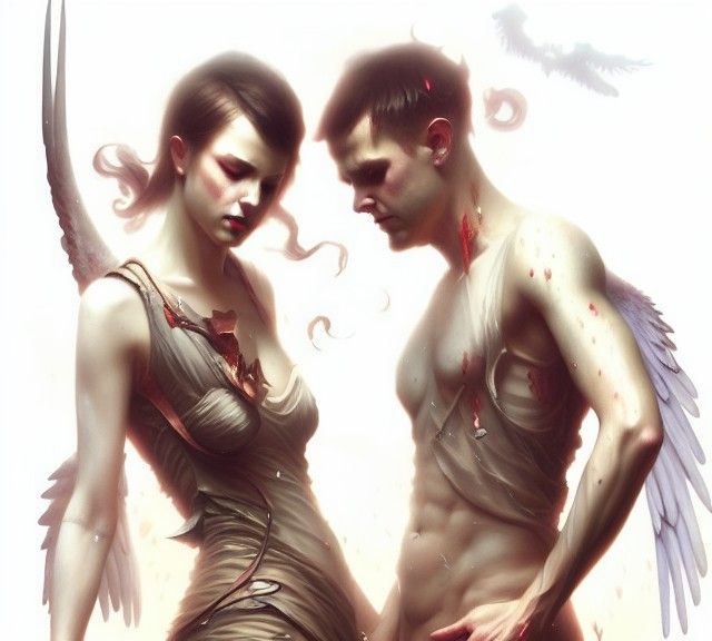 Ethereal Fallen Angels in a Sinister Fantasy Landscape