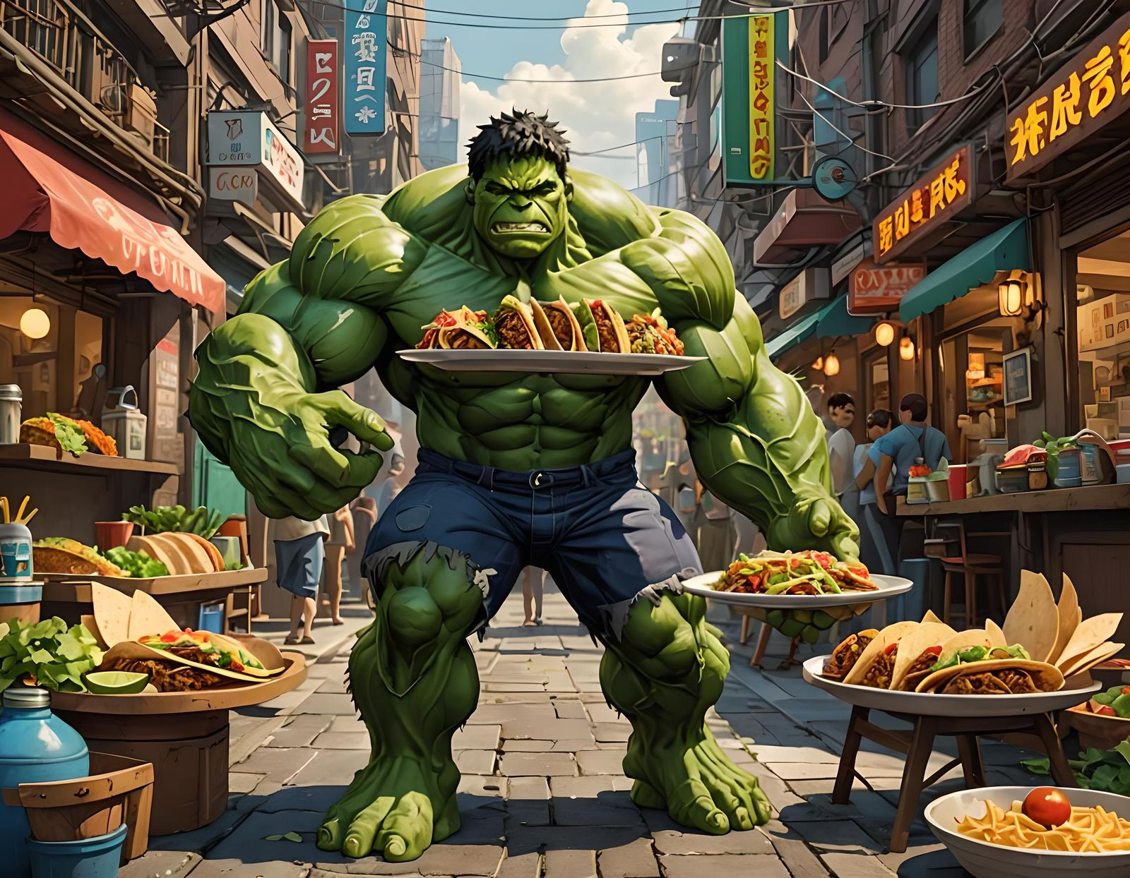 Hulk and Tacos: Anime Style Concept Art