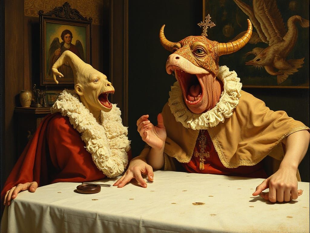 Surreal Papal Portrait in Whimsical, Maximalist Style