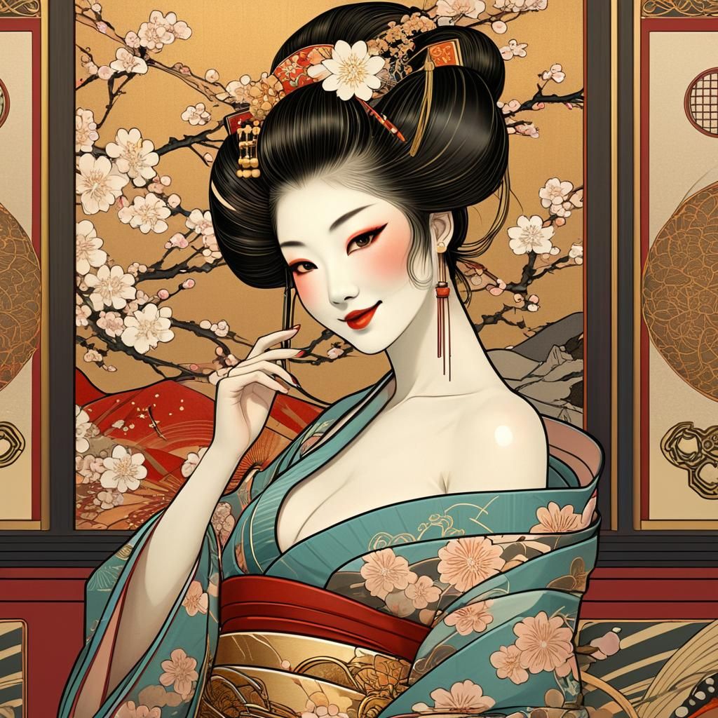 Geisha smiling