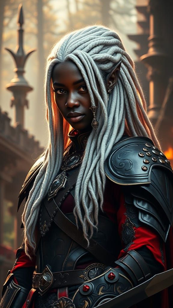 Dark Elf Knight in Regal Armor, Medieval Fantasy Portrait