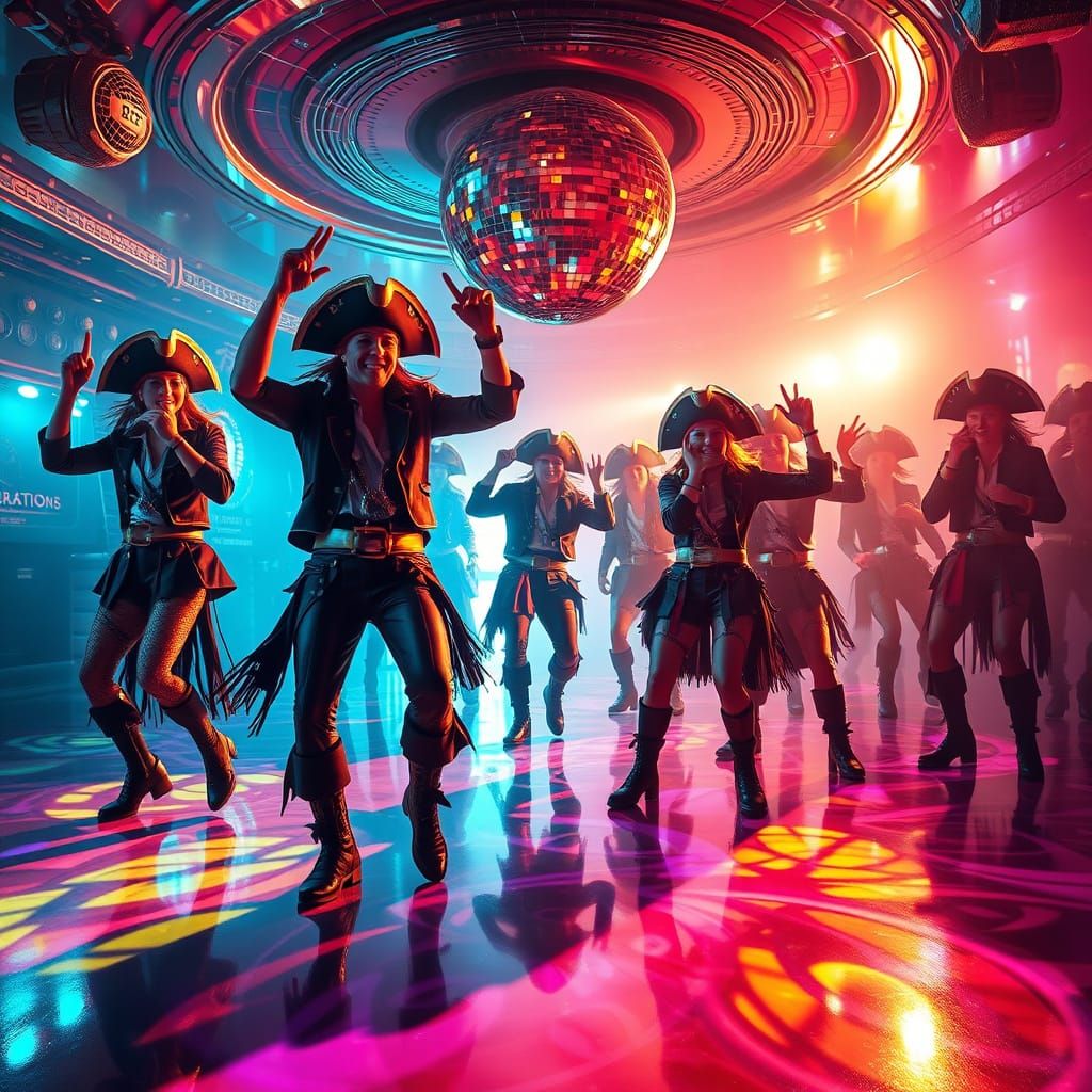 Pirate Disco in Futuristic Digital Art Style
