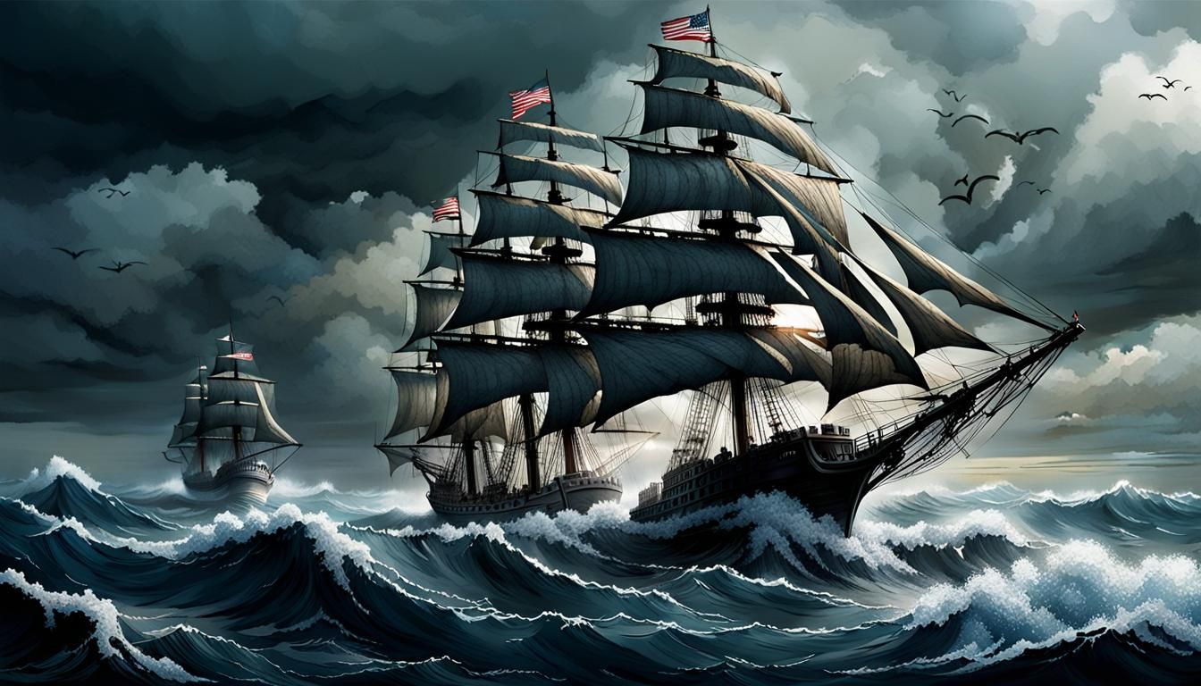 Storm-Tossed Ship on High Seas