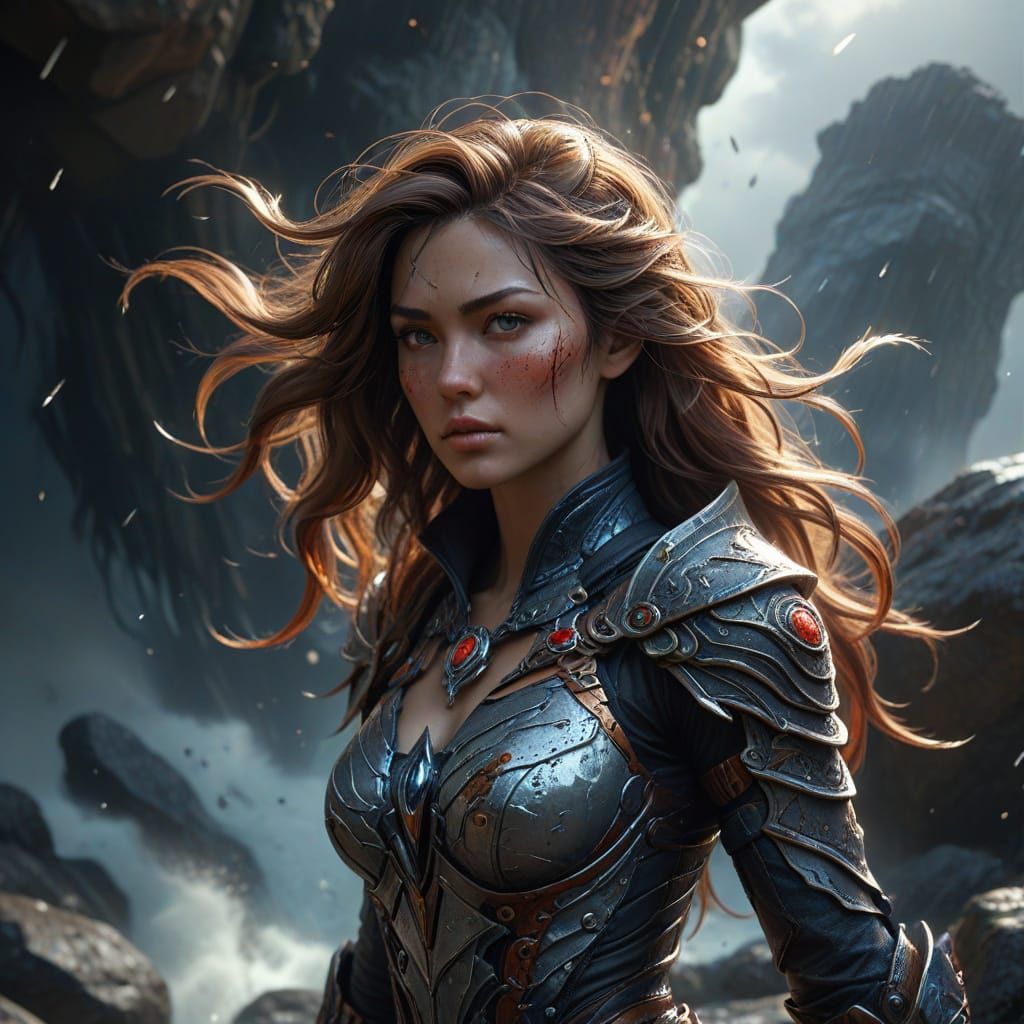 Ethereal Fantasy Goddess in Turbulent Tempest