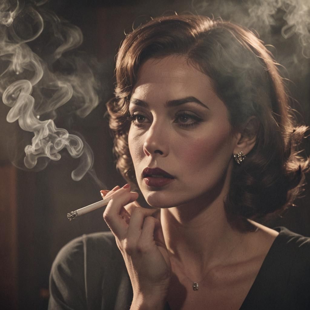 Whispered Secrets: Cinematic Film Still in Noir Style