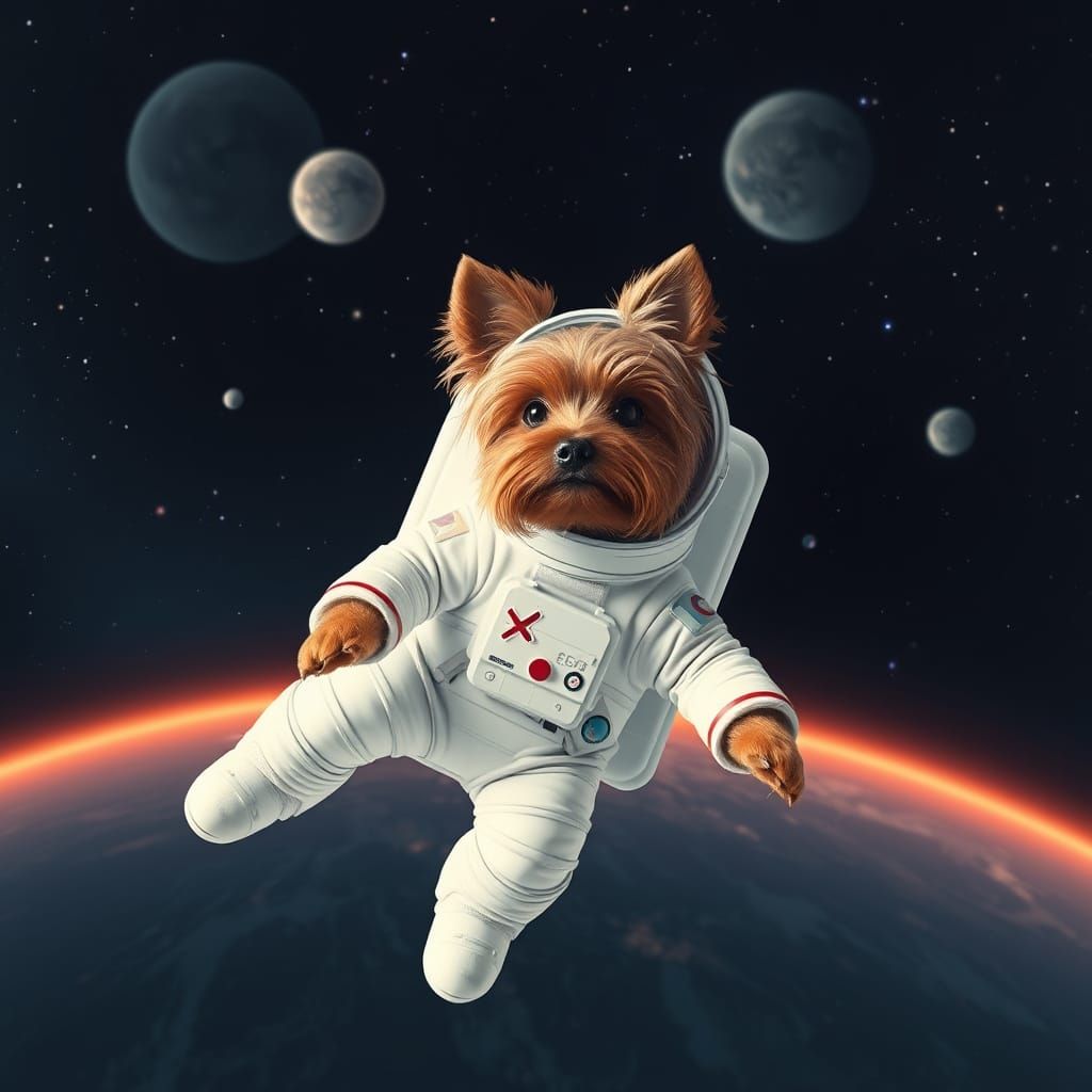 Yorkie Astronaut Explores Deep Space