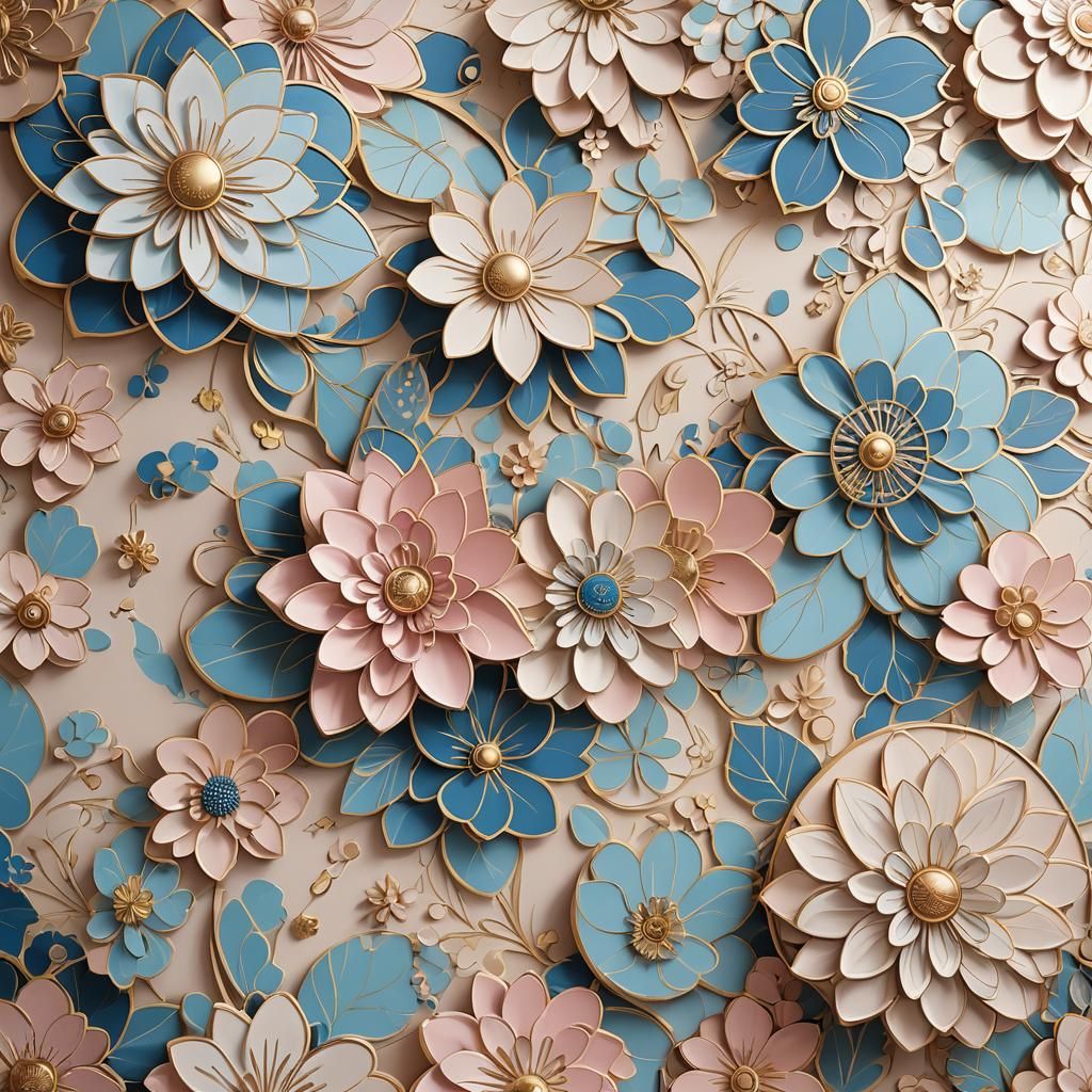 Salon Mural with Pastel Colors and Arabesque Details