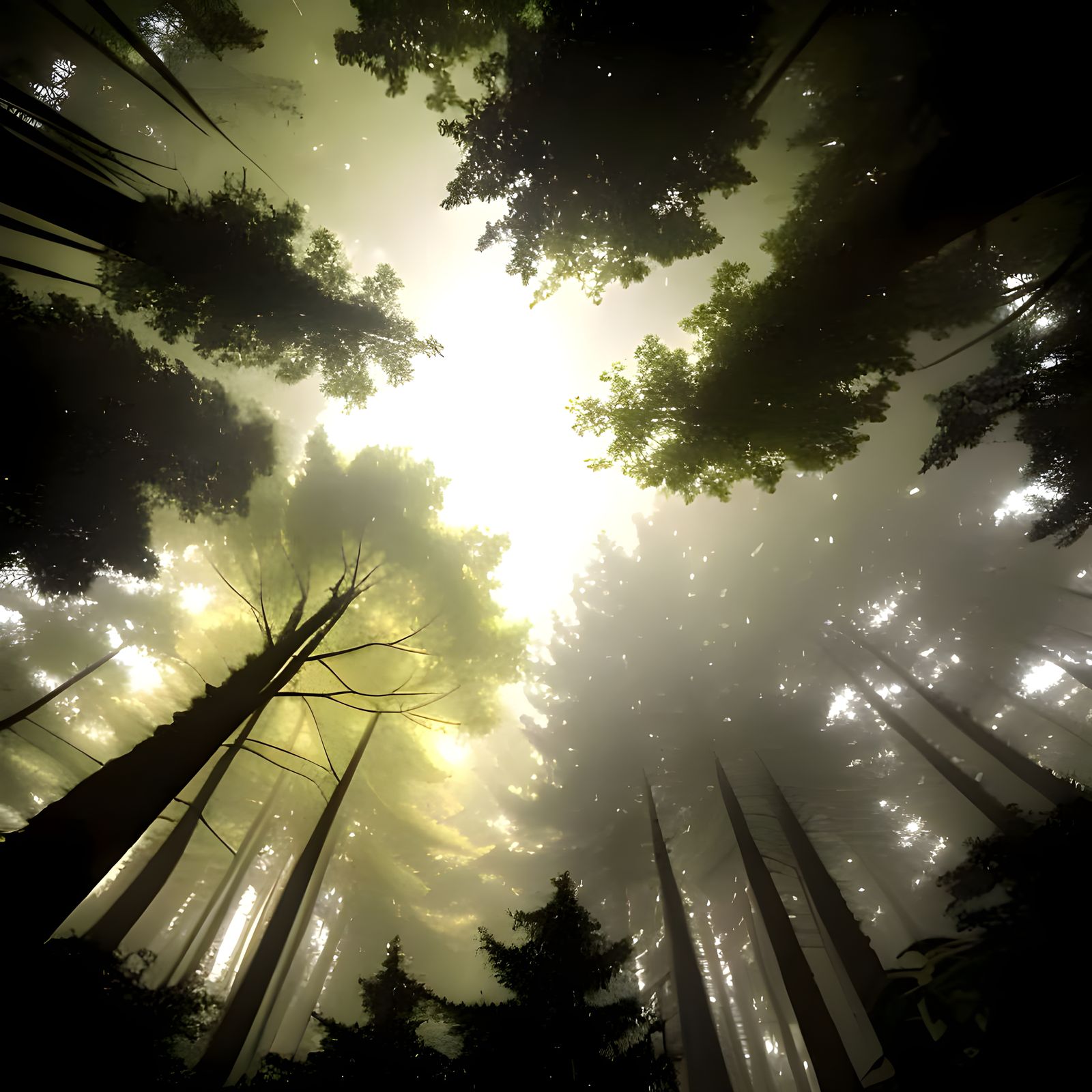 Surreal Forest Scene with Invisible Mountain Lion in Warm Su...