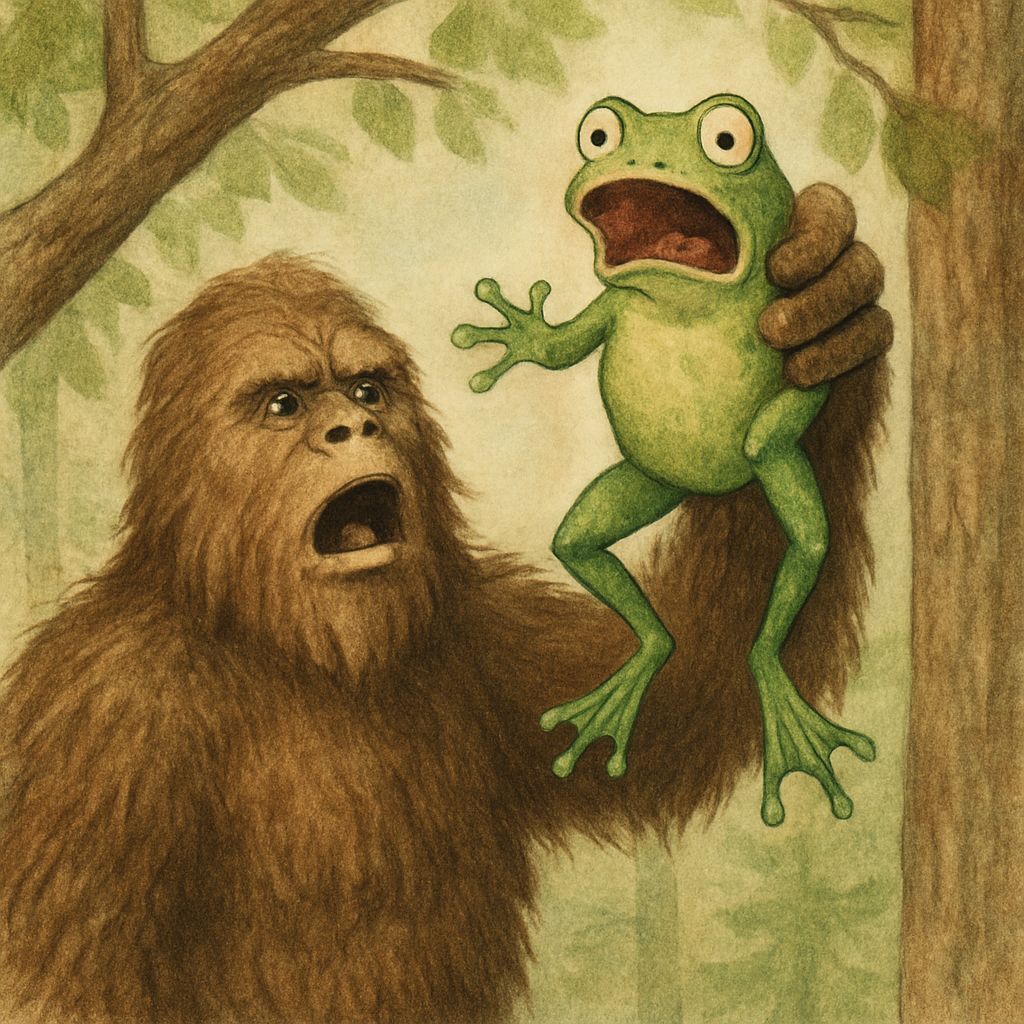 Surprised Frog's Unexpected Lift by Sasquatch