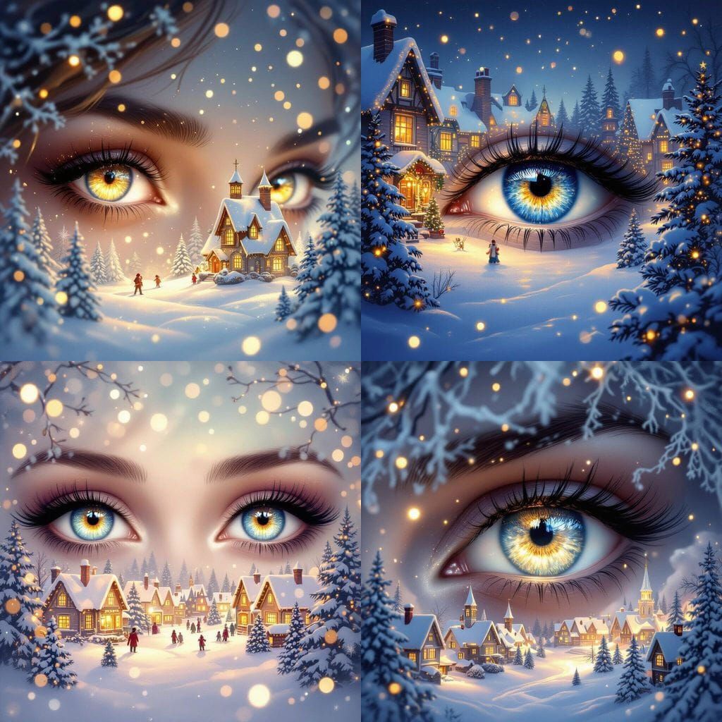 Ethereal Christmas Eyes in Misty Fantasy Style