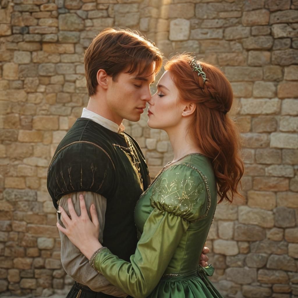 Romantic Princess and Farmer About to Kiss: Film Still