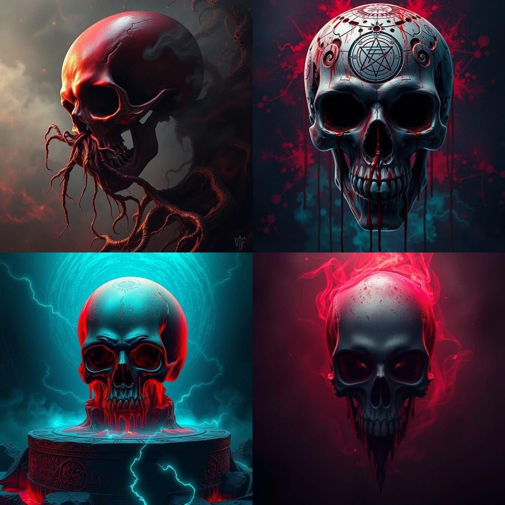 Ethereal Fantasy Skull in Vibrant Hues