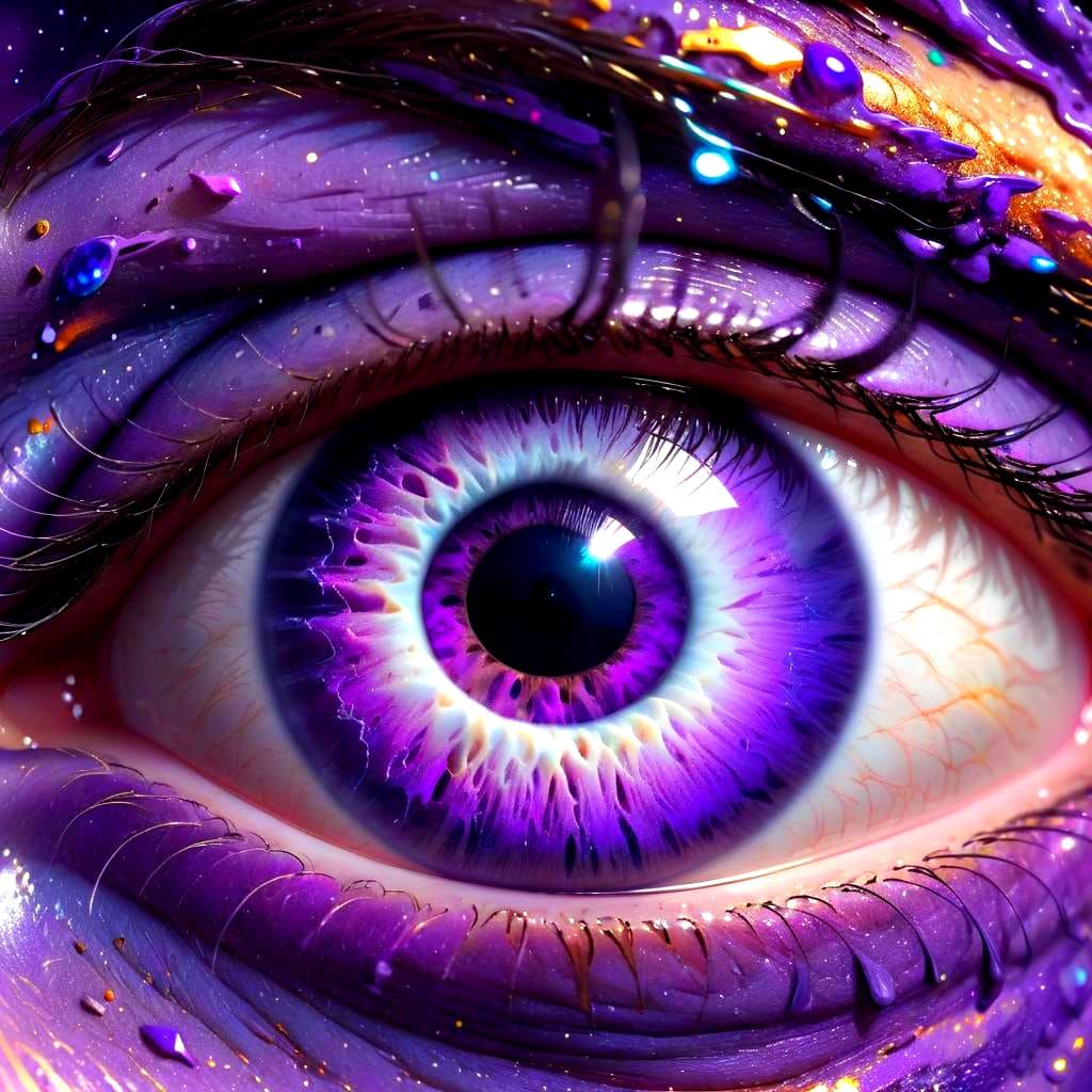 Hyperrealistic Eye Reflecting Purple Galaxy in Astral Art
