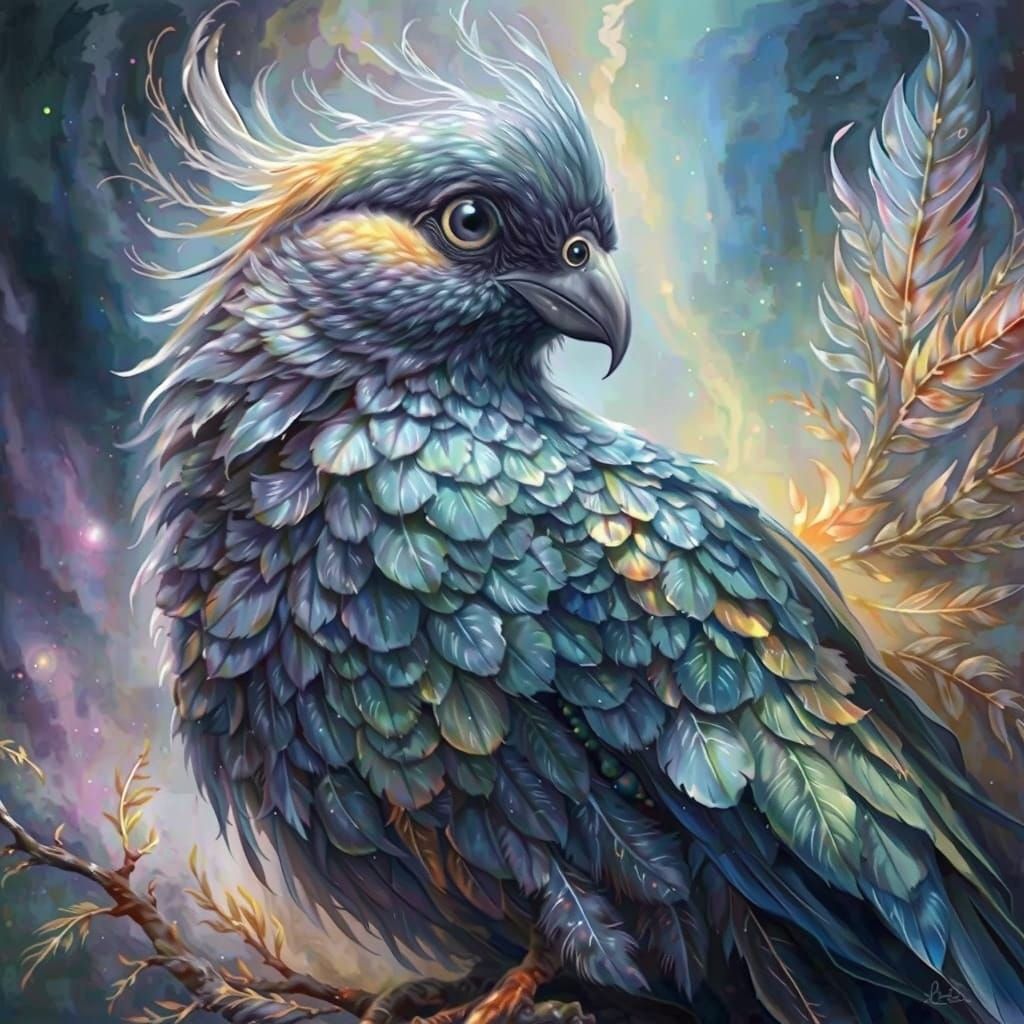Whispers of a Luminous Parrot in Ethereal Splendor