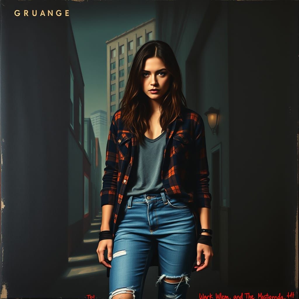 Mysterious Woman in Grungy Urban Landscape