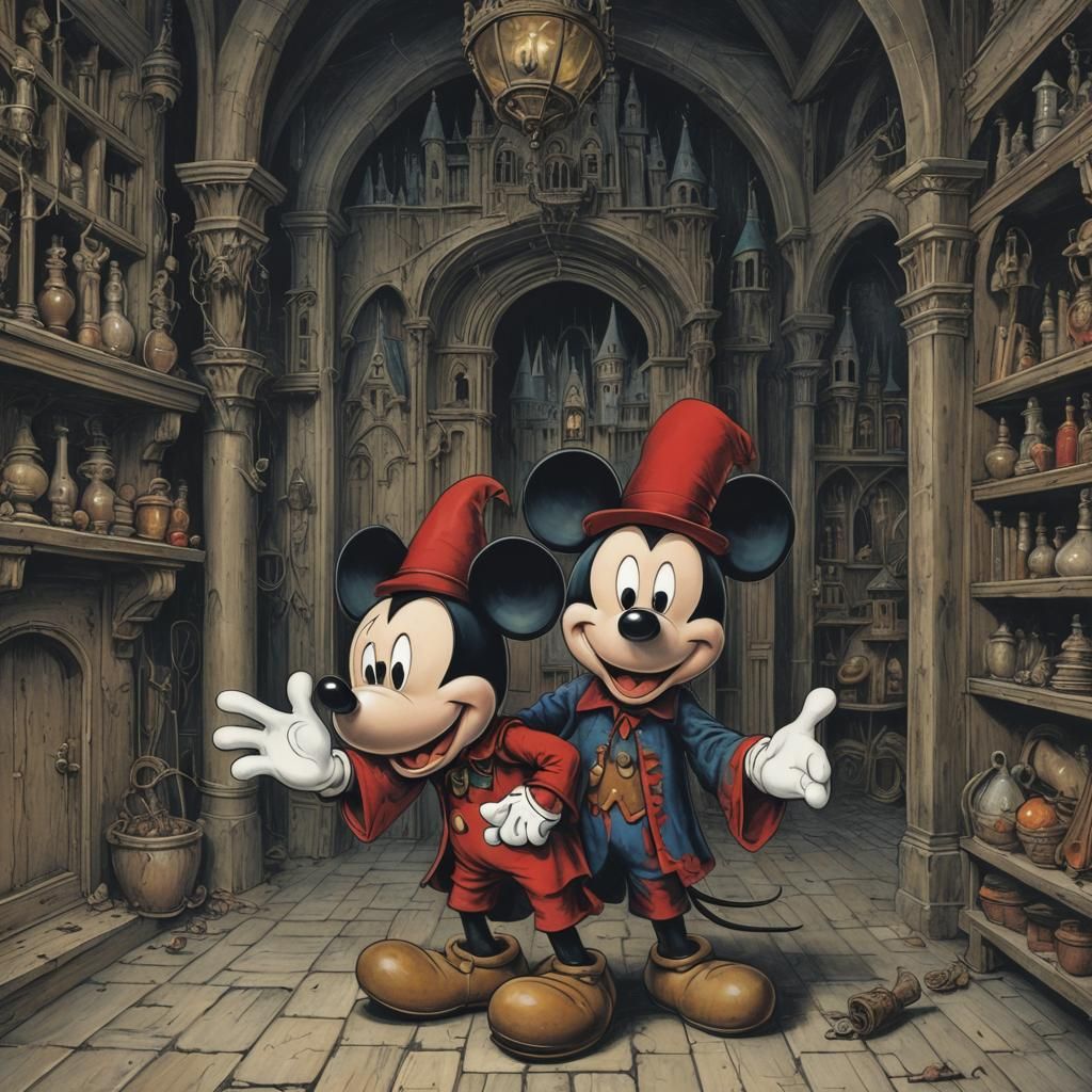 Cartoon Mouse in Vampire Manor, Mixed Art Styles