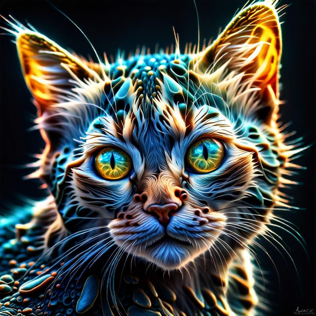 Colorful Amoebas Under Microscope in Hyperrealistic Style