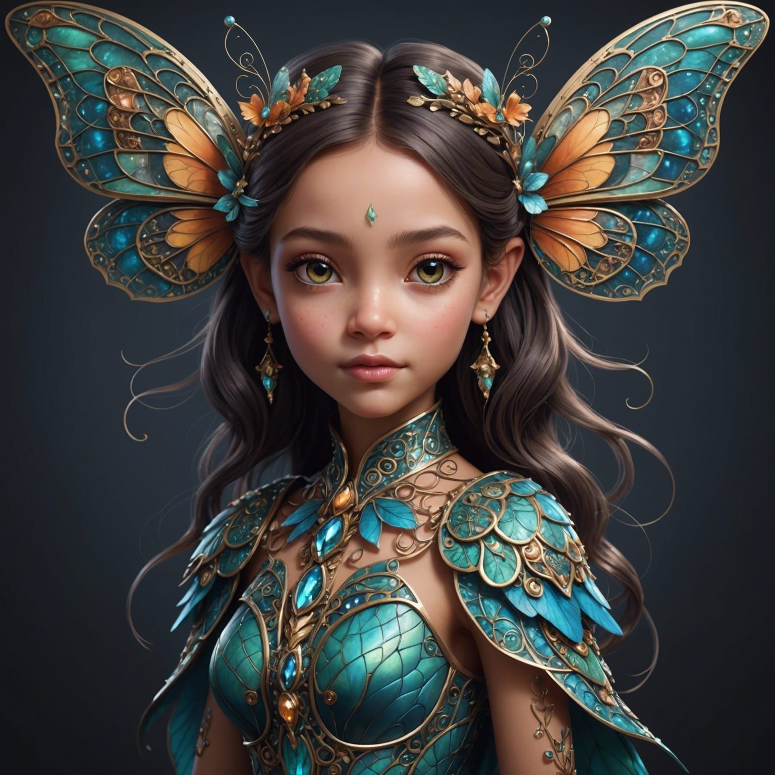 Whimsical Dragon-Fairy Butterfly Portrait in Ethereal Light