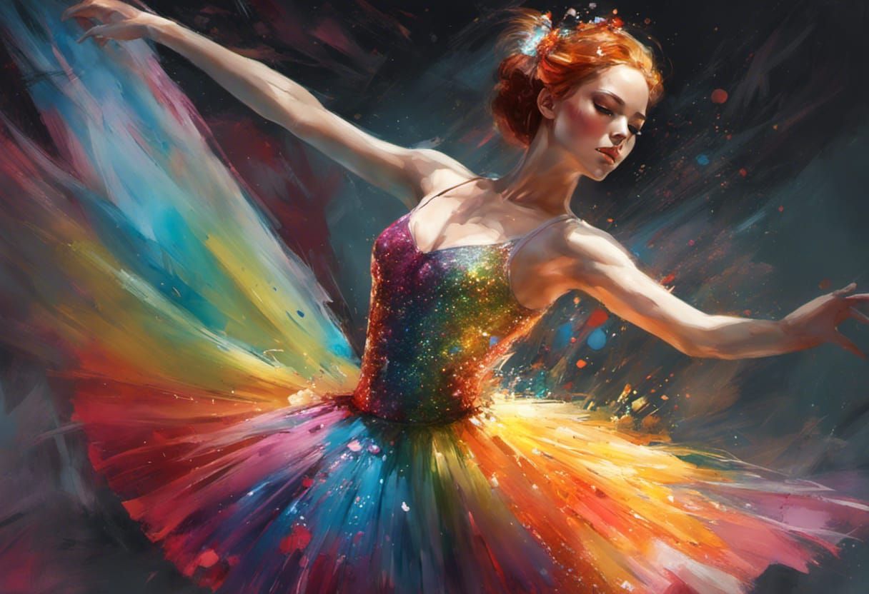 Rainbow Ballerina in a Detailed Studio Photo