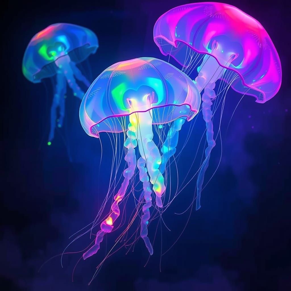 Rainbow Jellyfish in Neon Ethereal Style