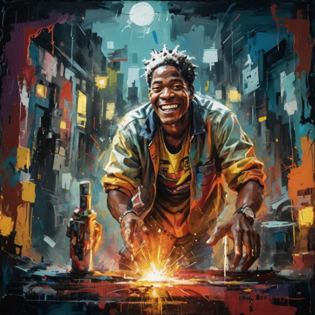 Colorful Smiling Face in Expressive Abstract Style