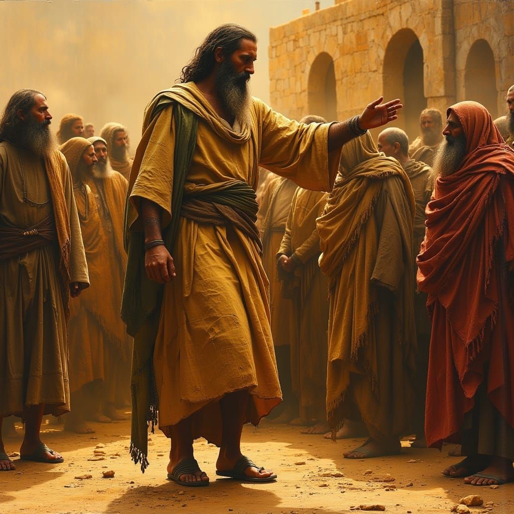 Dramatic Biblical Figure in Warm Light