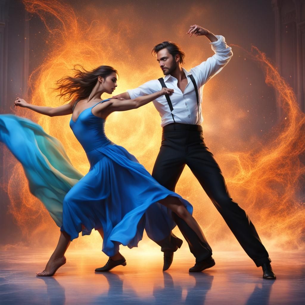 Colorful Dance Scene in Hyperrealistic Style