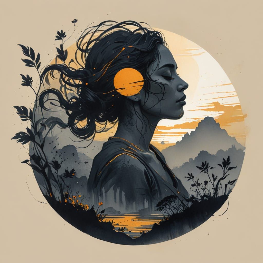 Graceful struggle awakens with saffron light